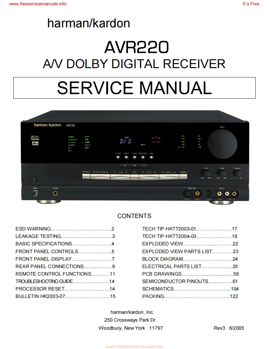 HarmanKardon-AVR220-avr-维修说明书手册含电器原理图