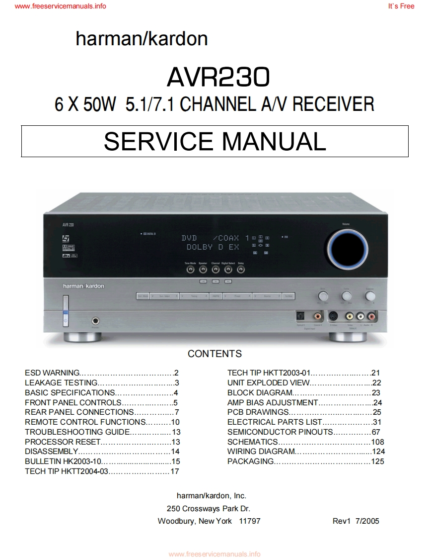 HarmanKardon-AVR230-avr-维修说明书手册含电器原理图2