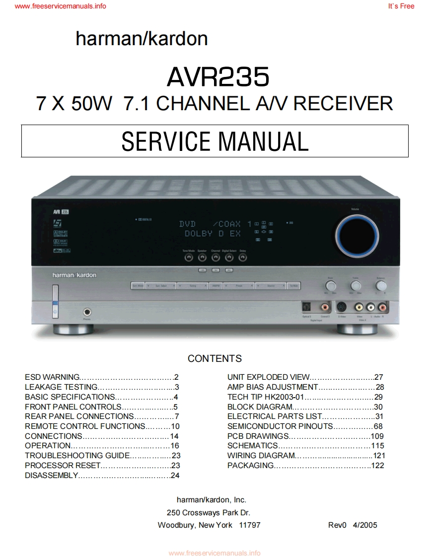 HarmanKardon-AVR235-avr-维修说明书手册含电器原理图