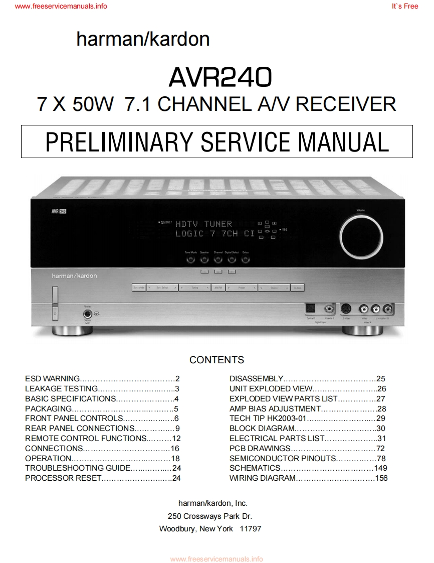 HarmanKardon-AVR240-avr-维修说明书手册含电器原理图