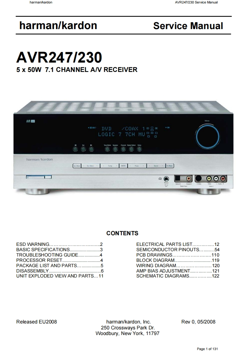 HarmanKardon-AVR247_230-avr-维修说明书手册含电器原理图