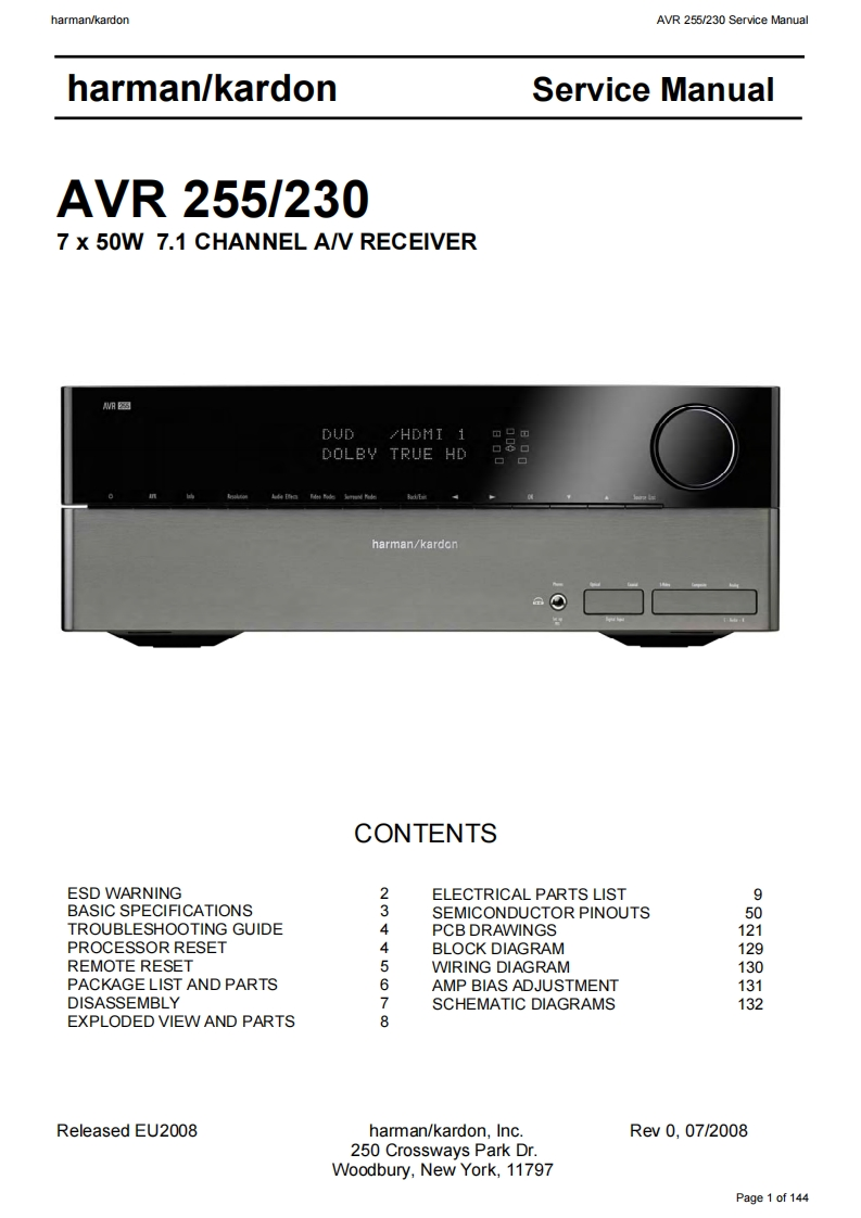 HarmanKardon-AVR255_230-avr-维修说明书手册含电器原理图