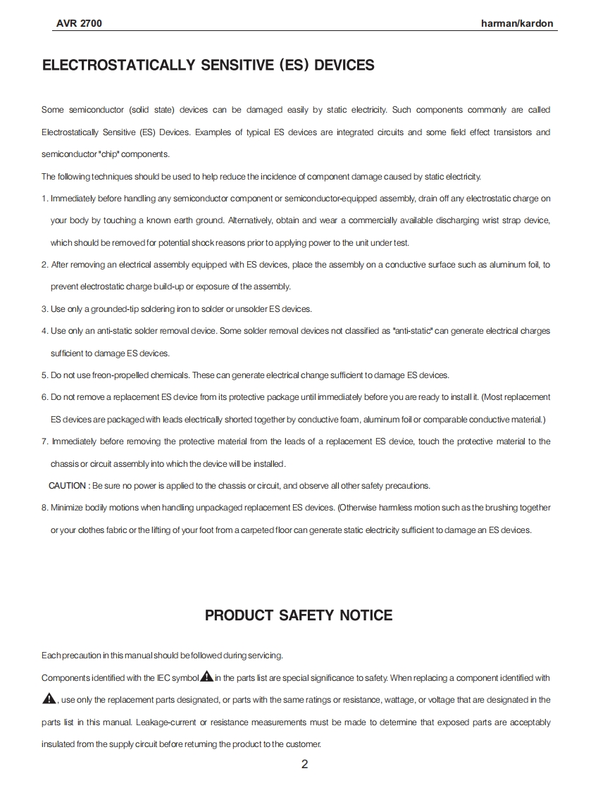 HarmanKardon-AVR2700-avr-维修说明书手册含电器原理图