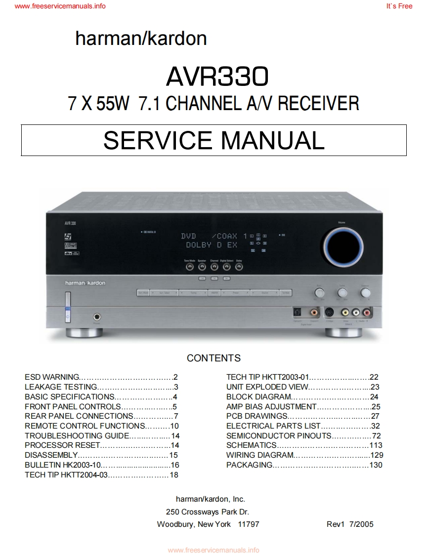 HarmanKardon-AVR330-avr-维修说明书手册含电器原理图