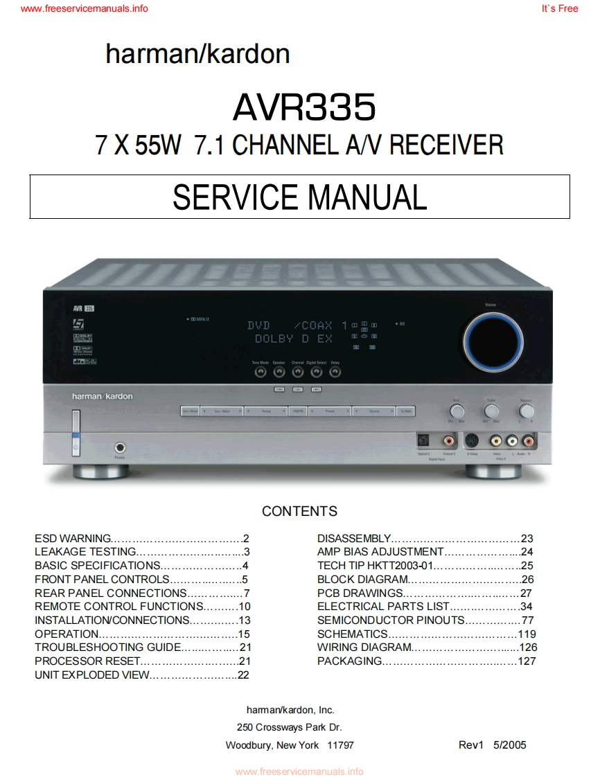 HarmanKardon-AVR335-avr-维修说明书手册含电器原理图