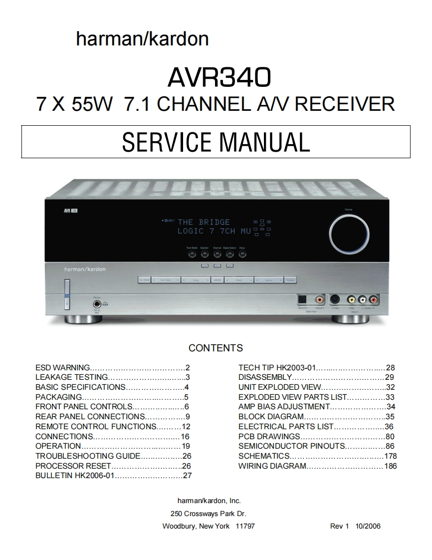 HarmanKardon-AVR340-avr-维修说明书手册含电器原理图