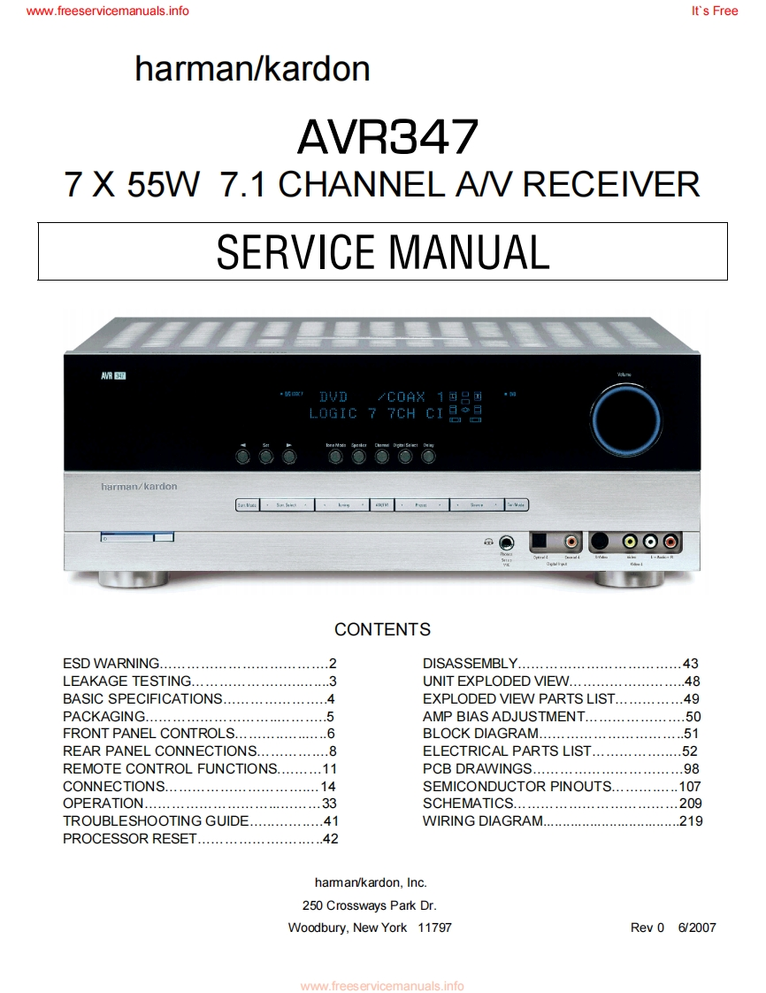 HarmanKardon-AVR347-avr-维修说明书手册含电器原理图