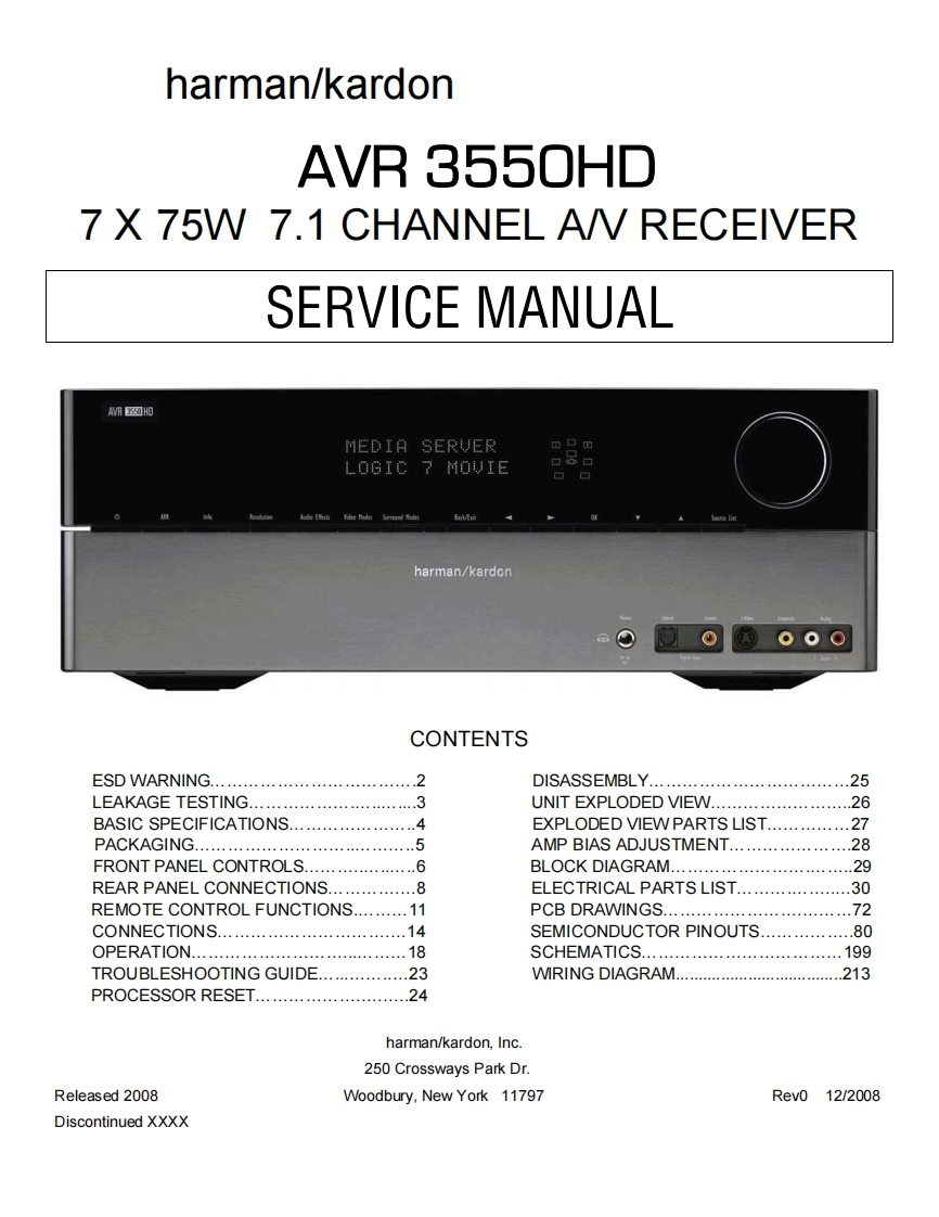 HarmanKardon-AVR3550HD-avr-维修说明书手册含电器原理图1