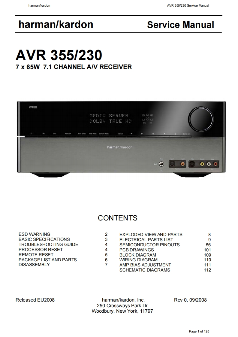 HarmanKardon-AVR355_230-avr-维修说明书手册含电器原理图
