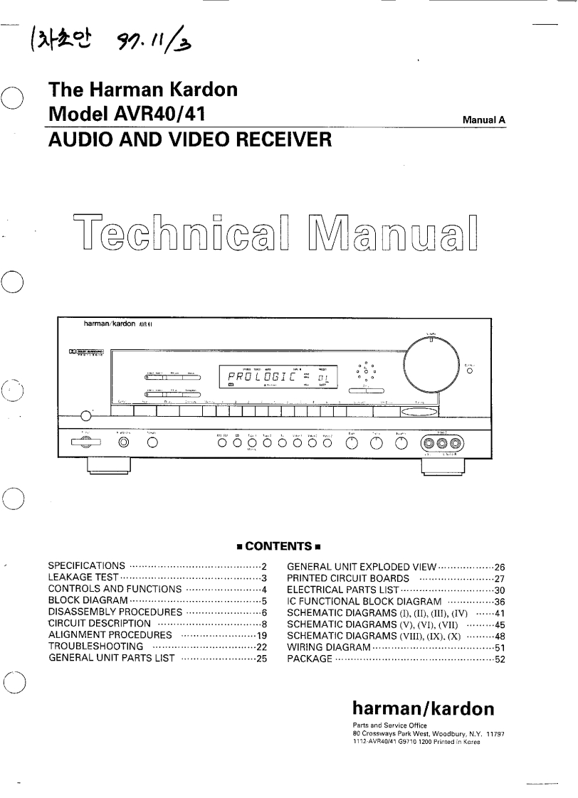 HarmanKardon-AVR41-avr-维修说明书手册含电器原理图