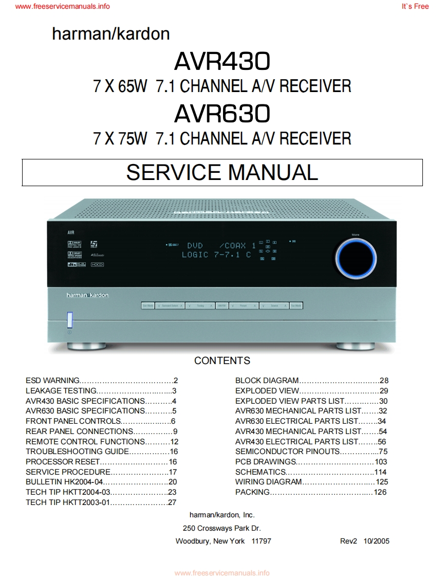 HarmanKardon-AVR430-avr-维修说明书手册含电器原理图