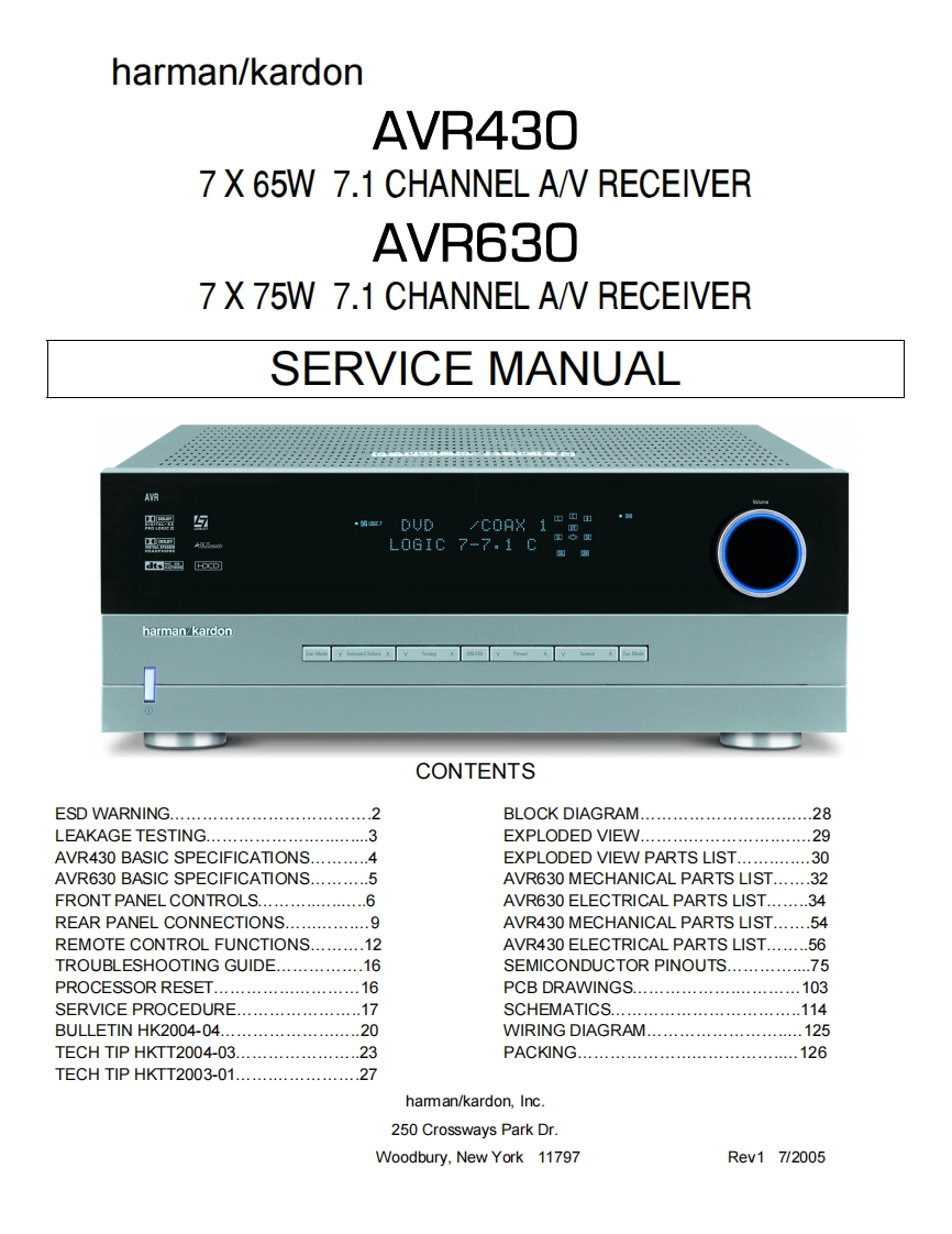 HarmanKardon-AVR430-avr-维修说明书手册含电器原理图1