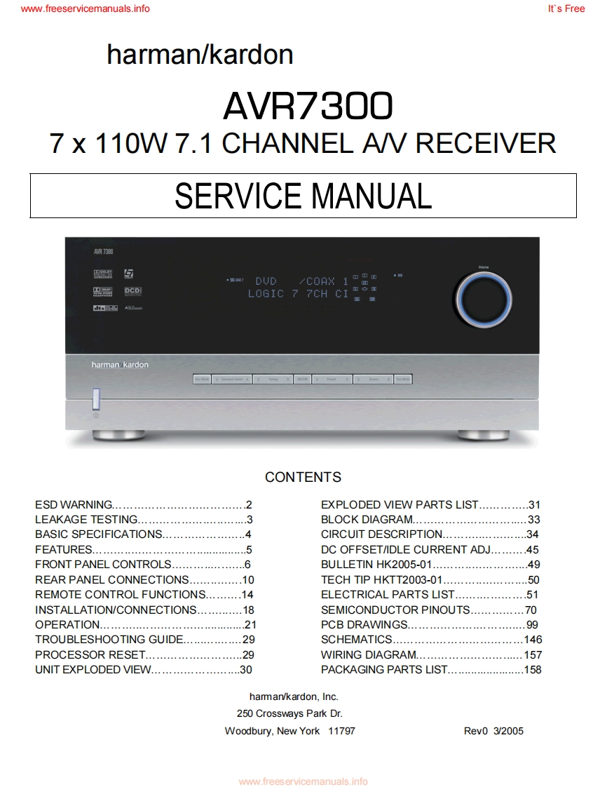 HarmanKardon-AVR7300-avr-维修说明书手册含电器原理图