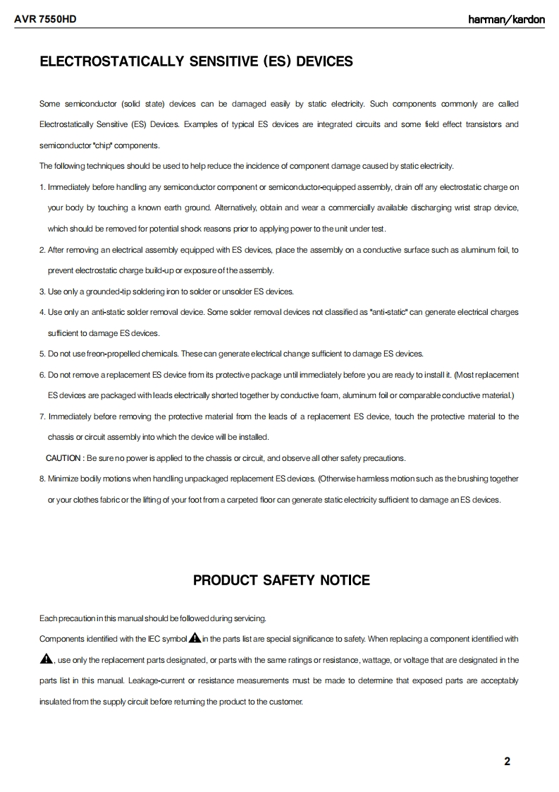 HarmanKardon-AVR7550HD-avr-维修说明书手册含电器原理图