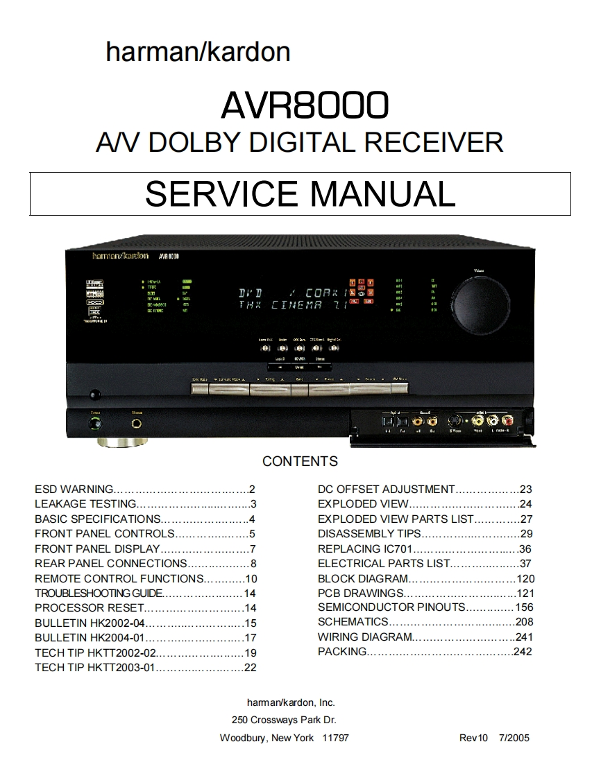 HarmanKardon-AVR8000-avr-维修说明书手册含电器原理图