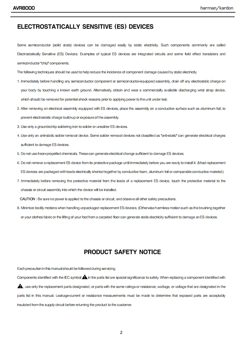 HarmanKardon-AVR8000-avr-维修说明书手册含电器原理图