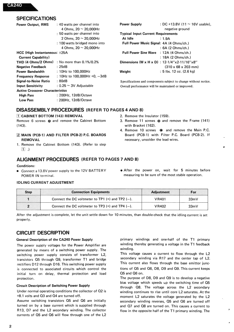 HarmanKardon-CA240-pwr-维修说明书手册含电器原理图