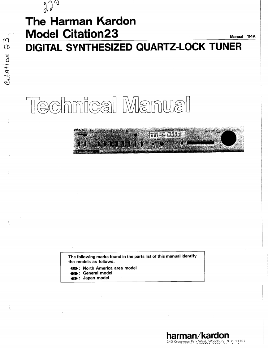 HarmanKardon-Citation23-tun-维修说明书手册含电器原理图1