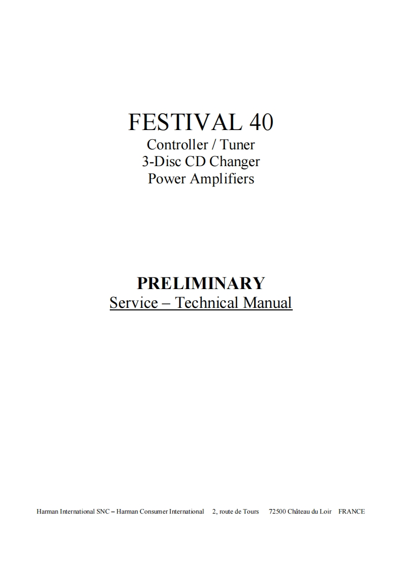 HarmanKardon-Festival40-rec-维修说明书手册含电器原理图