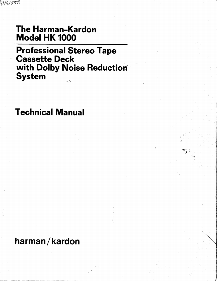 HarmanKardon-HK1000-tape-维修说明书手册含电器原理图