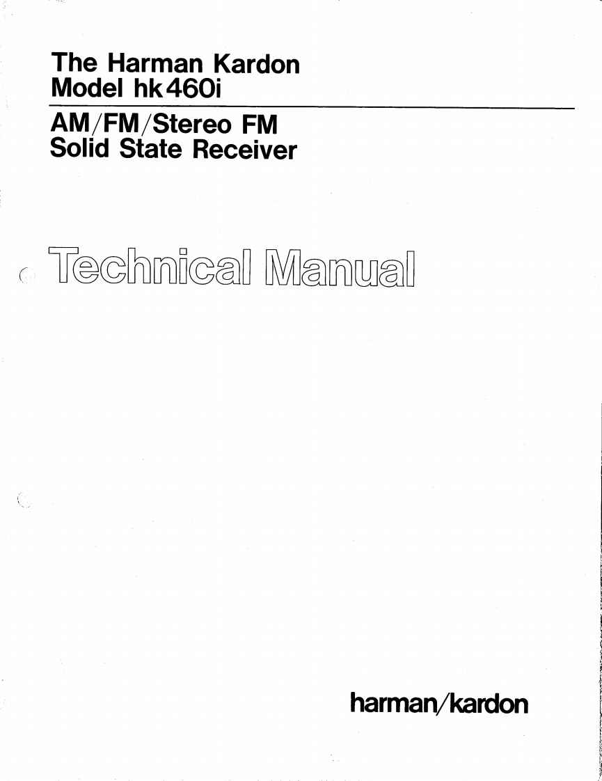HarmanKardon-HK460I-rec-维修说明书手册含电器原理图