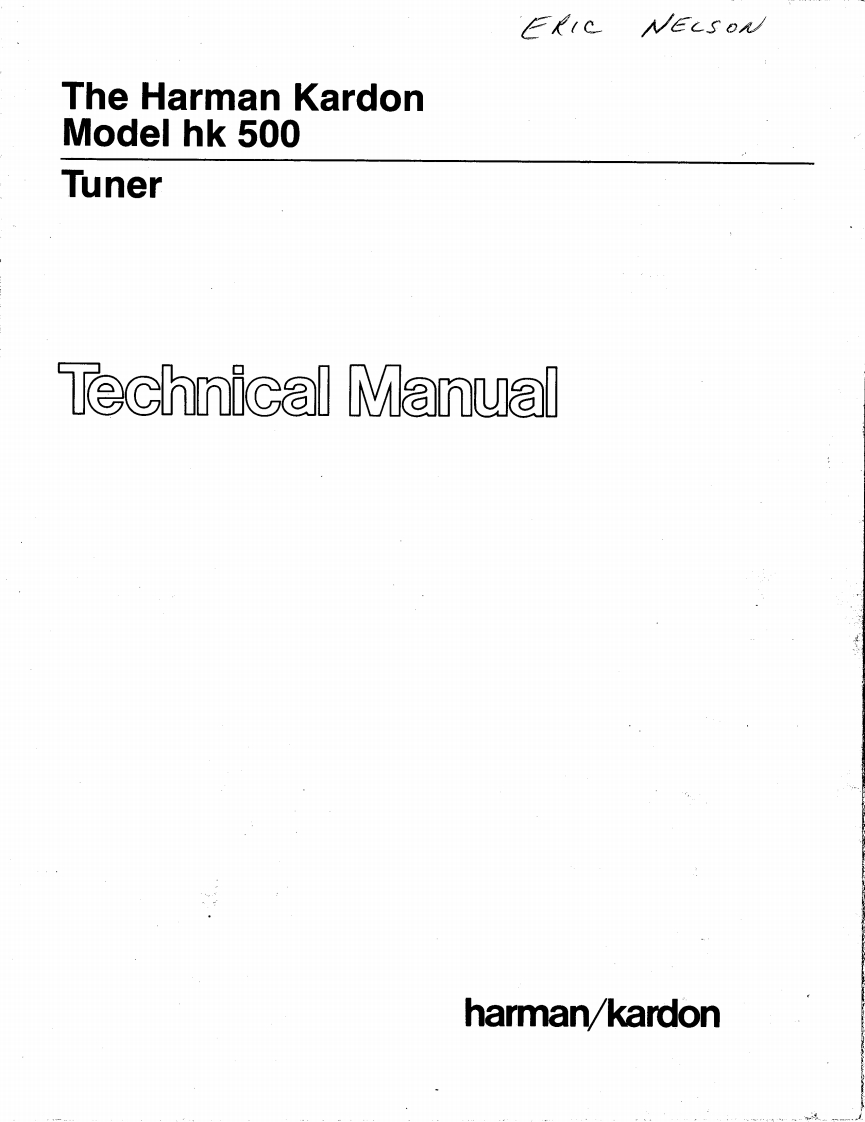 HarmanKardon-HK500-tun-维修说明书手册含电器原理图