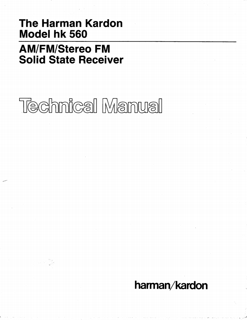 HarmanKardon-HK560-rec-维修说明书手册含电器原理图