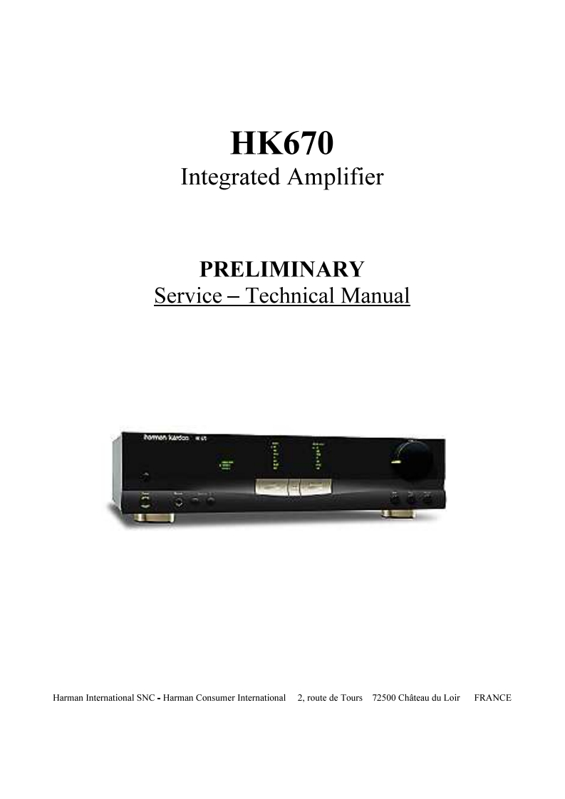 HarmanKardon-HK675-int-维修说明书手册含电器原理图