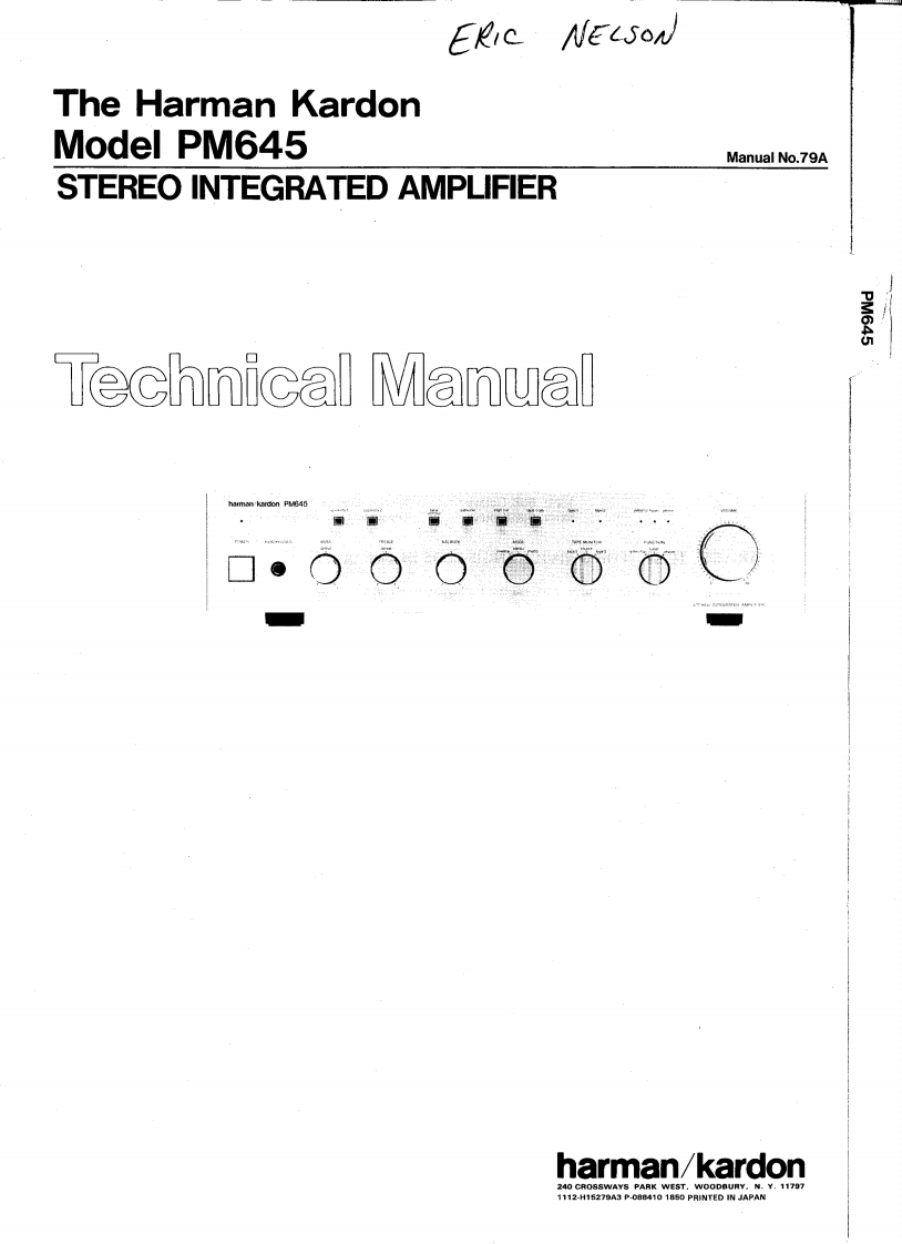HarmanKardon-PM645-int-维修说明书手册含电器原理图