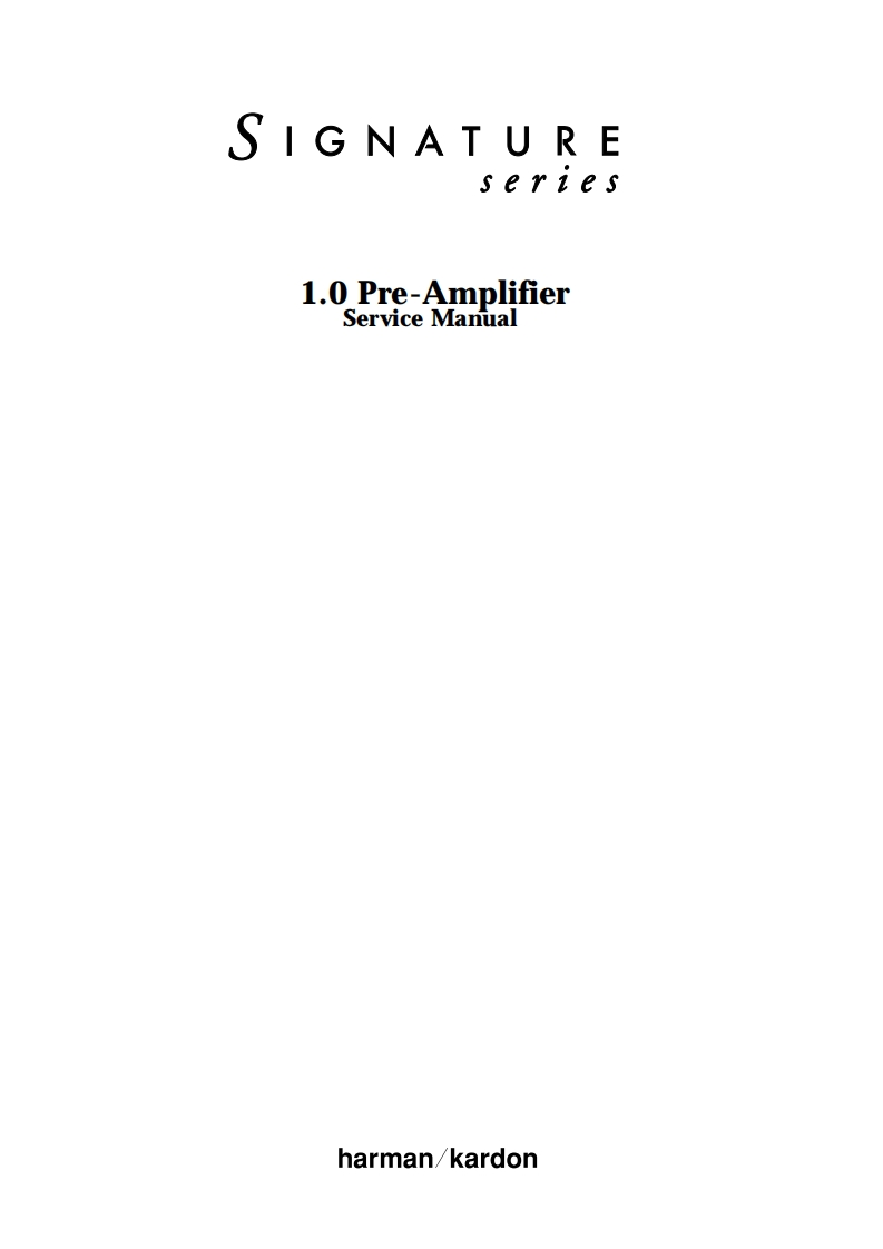 HarmanKardon-Signature1_0-pre-维修说明书手册含电器原理图