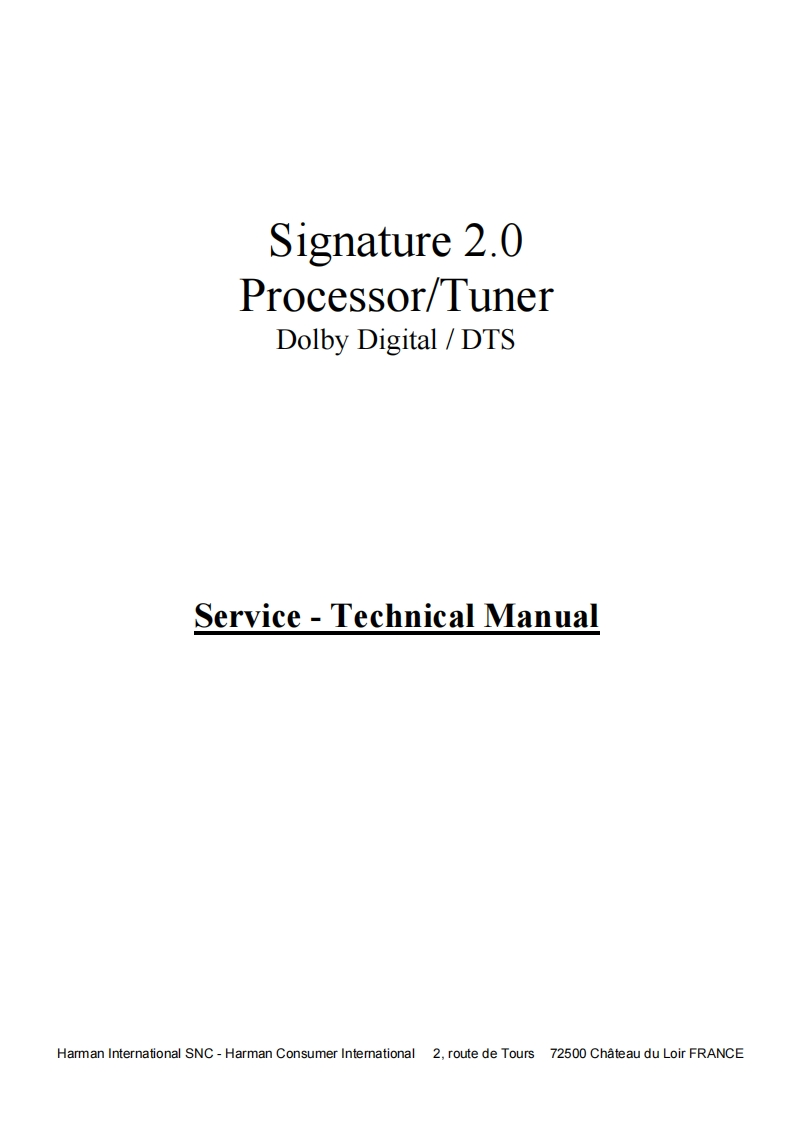 HarmanKardon-Signature2_0-dts-维修说明书手册含电器原理图