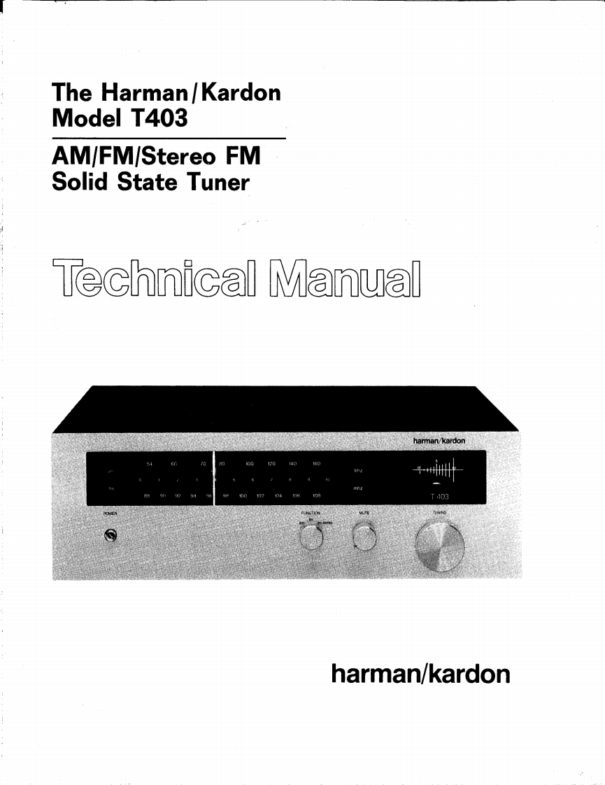 HarmanKardon-T403-tt-维修说明书手册含电器原理图