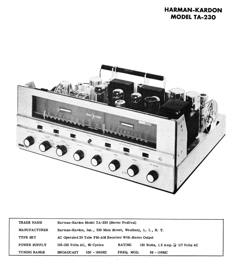HarmanKardon-TA230-rec-维修说明书手册含电器原理图
