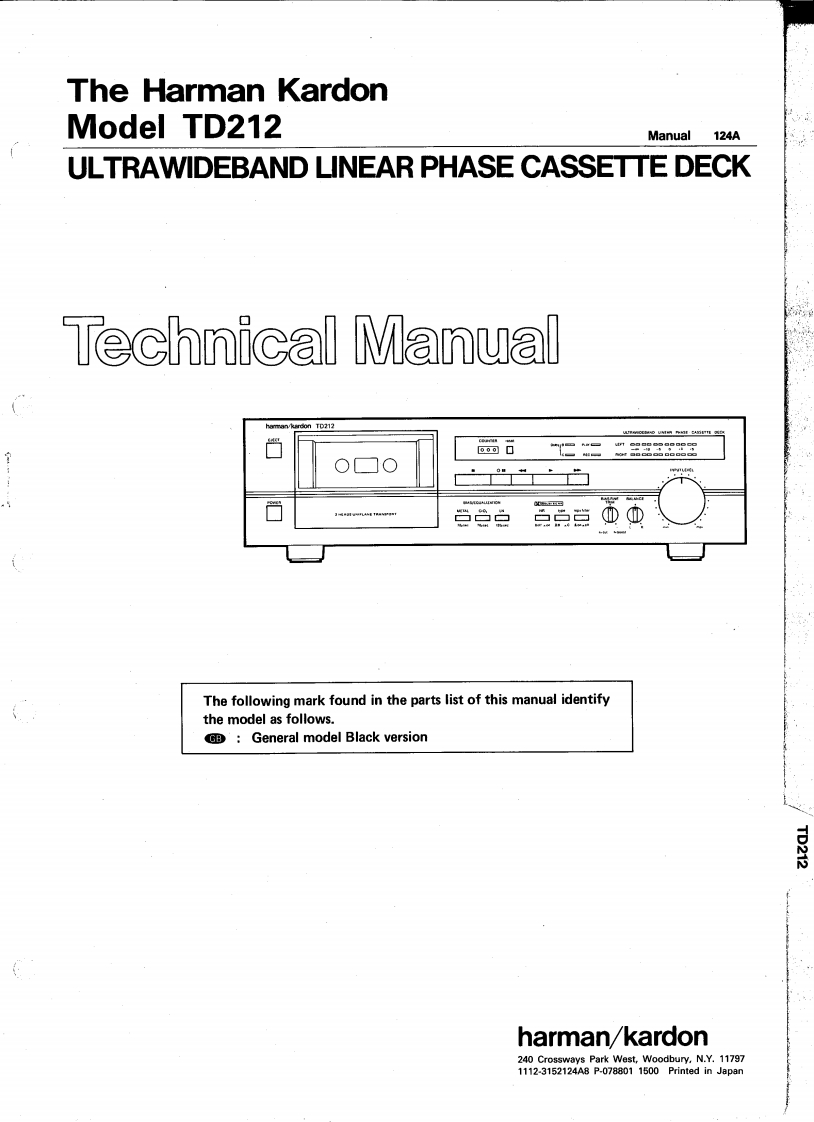 HarmanKardon-TD212-tape-维修说明书手册含电器原理图