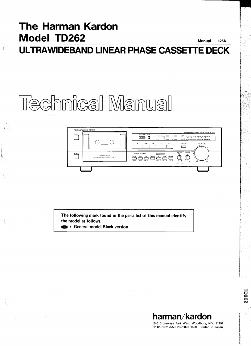 HarmanKardon-TD262-tape-维修说明书手册含电器原理图