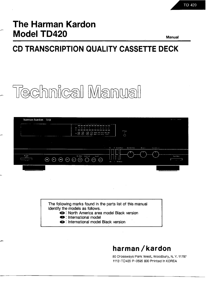HarmanKardon-TD420-tape-维修说明书手册含电器原理图