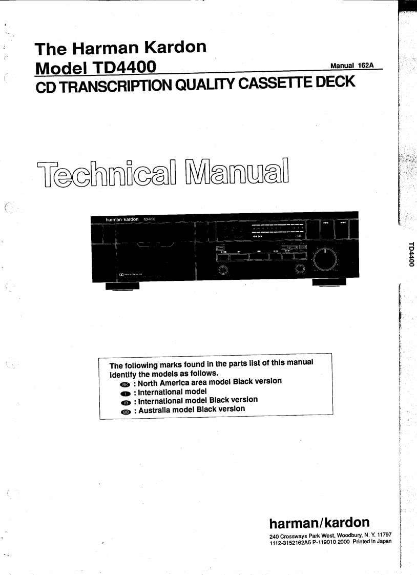 HarmanKardon-TD4400-tape-维修说明书手册含电器原理图