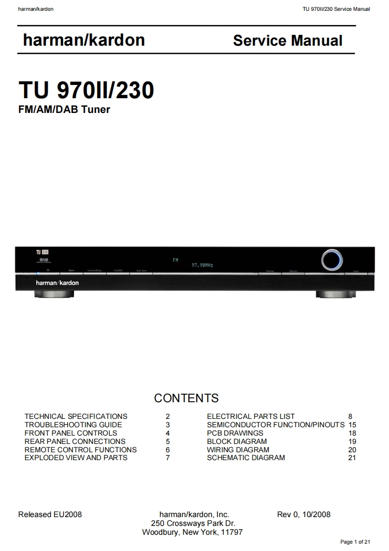 HarmanKardon-TU970II_230-tun-维修说明书手册含电器原理图