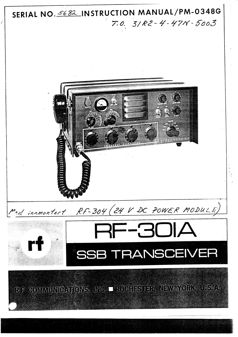 Harris_RF-301A_使用说明书手册