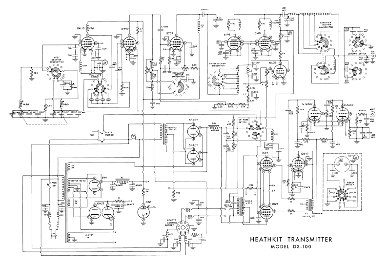 Heathkit_DX100-schematic维修手册含电器原理图