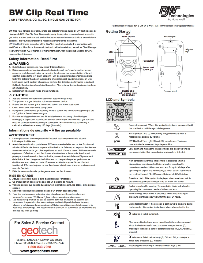 Honeywell_BW_Clip_Real_Time_Operator_使用说明书手册