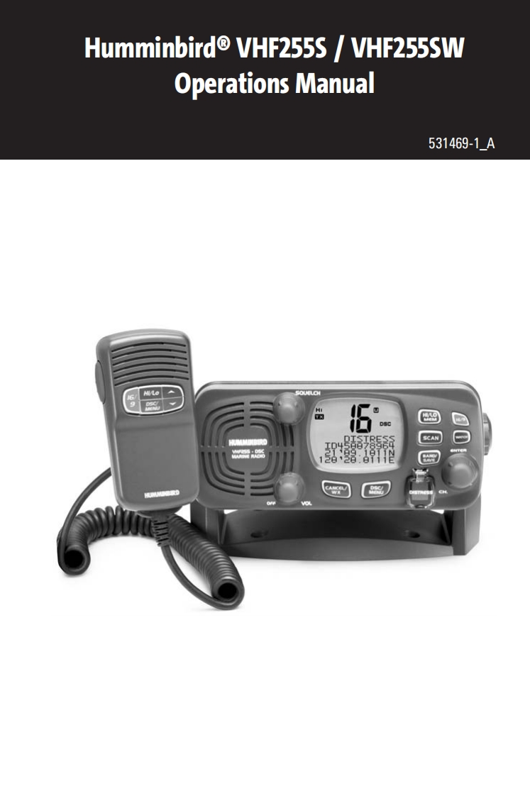 Humminbird_VHF255S-VHF255W_Manual操作说明书手册