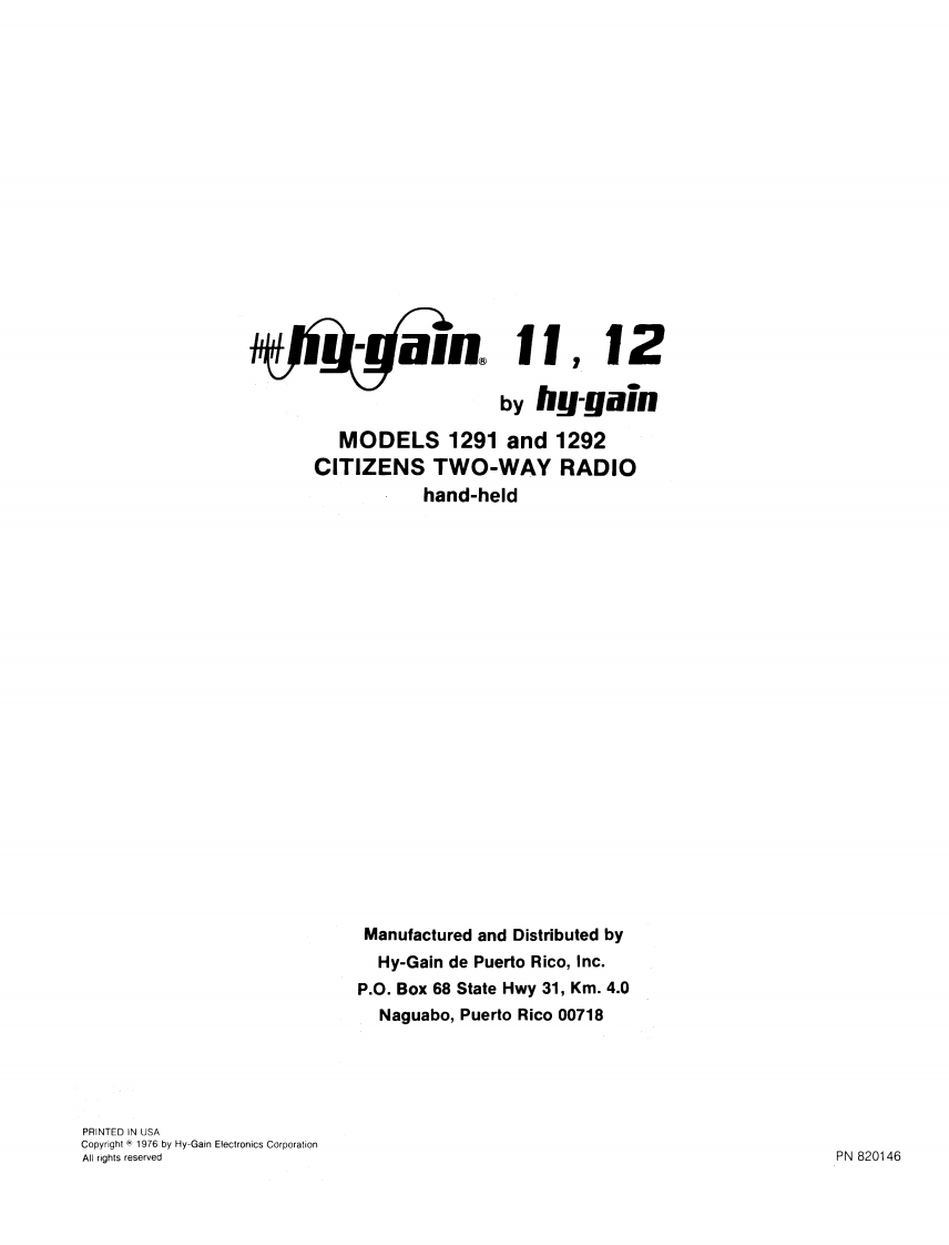 Hy-Gain_(11-12)_Service_Manual维修手册含电器原理图