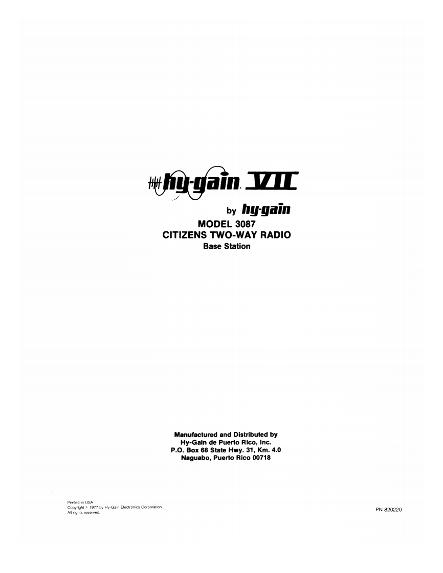 Hy-Gain_7_(3087)_(Manual操作说明书手册)