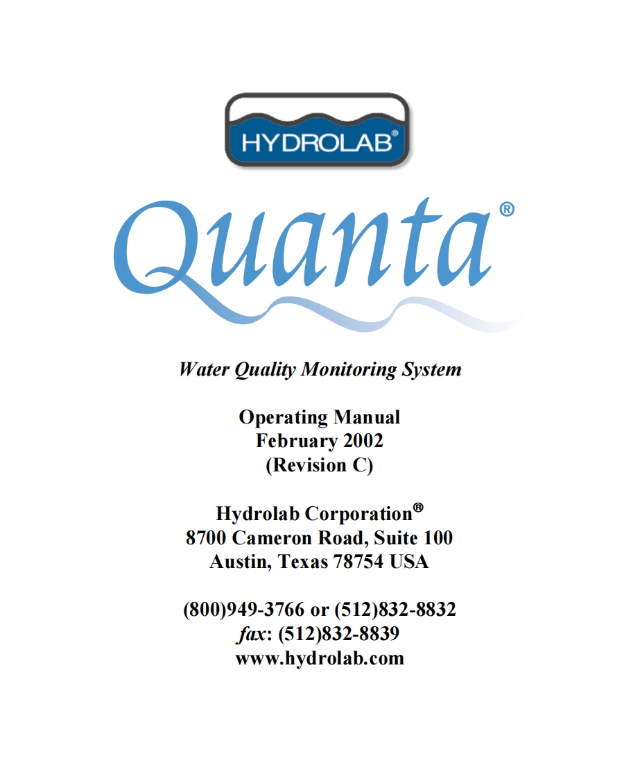 Hydrolab-Quanta-User-Manual操作说明书手册新质力文库 - 聚焦新质生产力发展的数字化知识库_行业洞察 / 理论成果 / 实践指南免费下载新质力文库