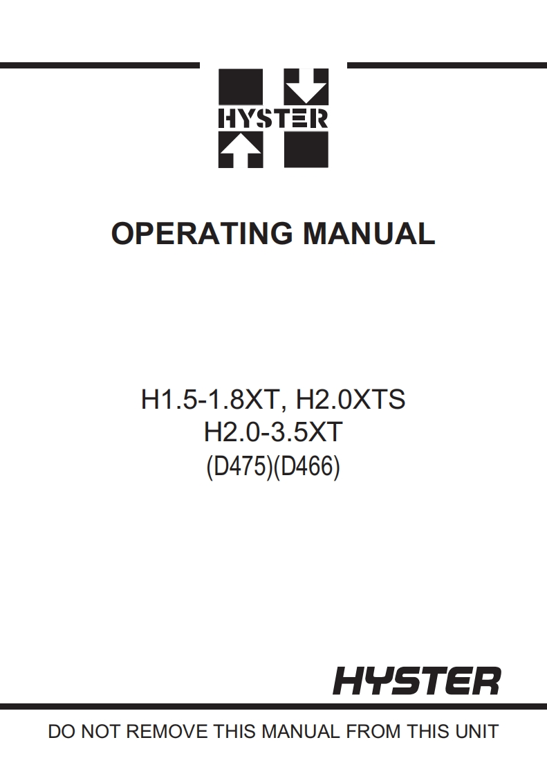 Hyster-H2-5XT-Operators-Manual操作与维护保养说明书手册