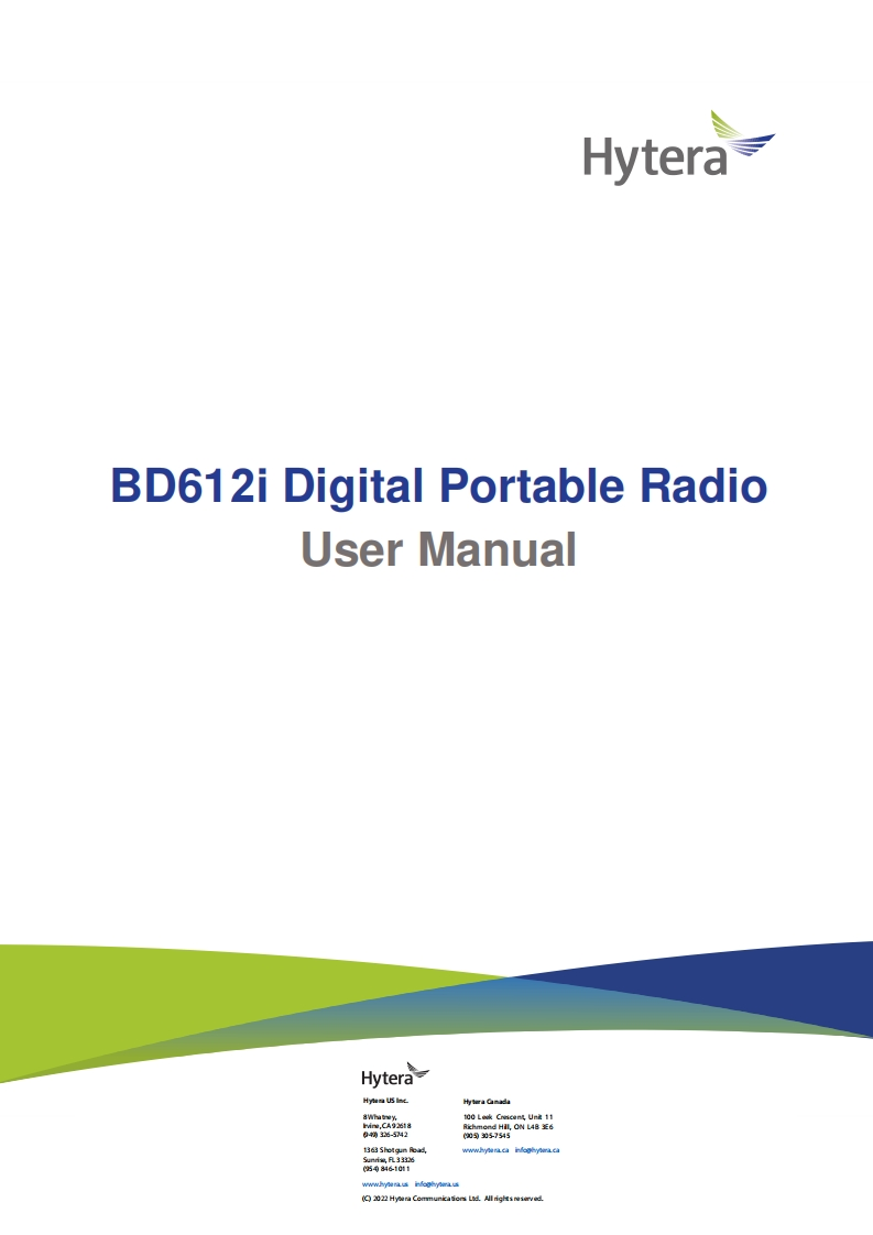 Hytera-BD61X-Digital-Portable-Radio-使用说明书手册l-R2.0