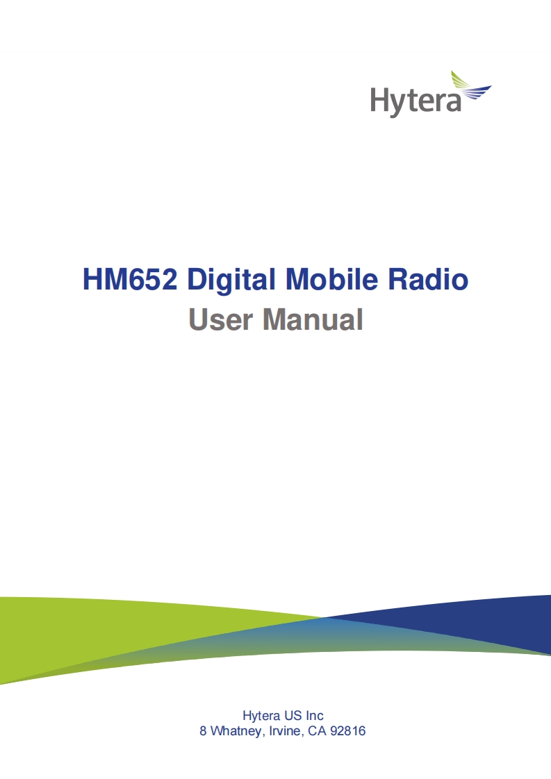 Hytera-HM652-Digital-Mobile-Radio-使用说明书手册-R1.0