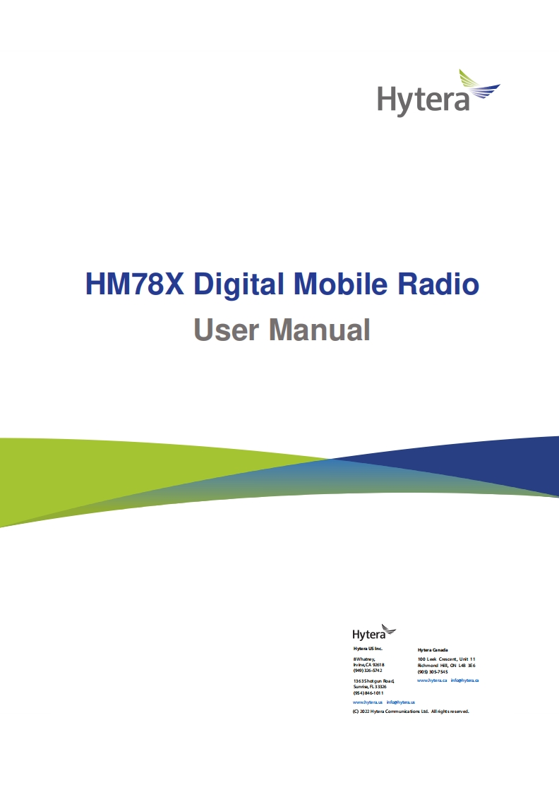 Hytera-HM78X-Digital-Mobile-Radio-使用说明书手册l-R2.0_eng