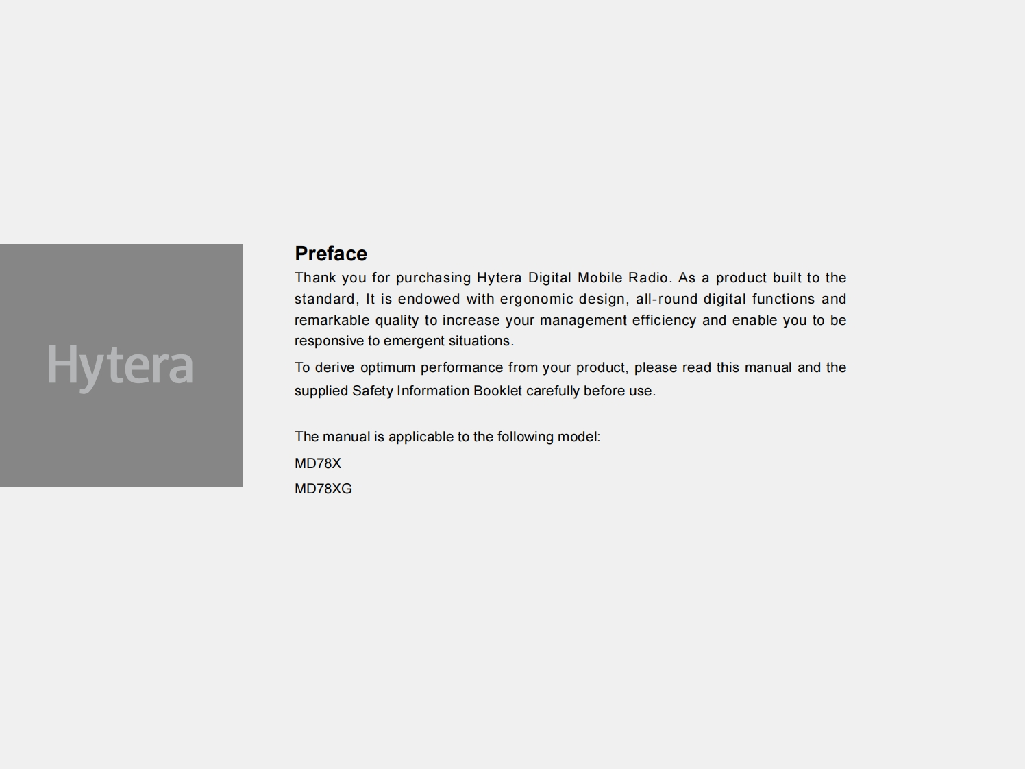 Hytera_MD-78_Manual操作说明书手册